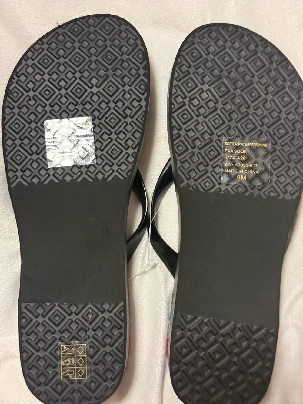 Tory Burch Black Floral Jelly Flip-Flops with Gold Logo NWOT
